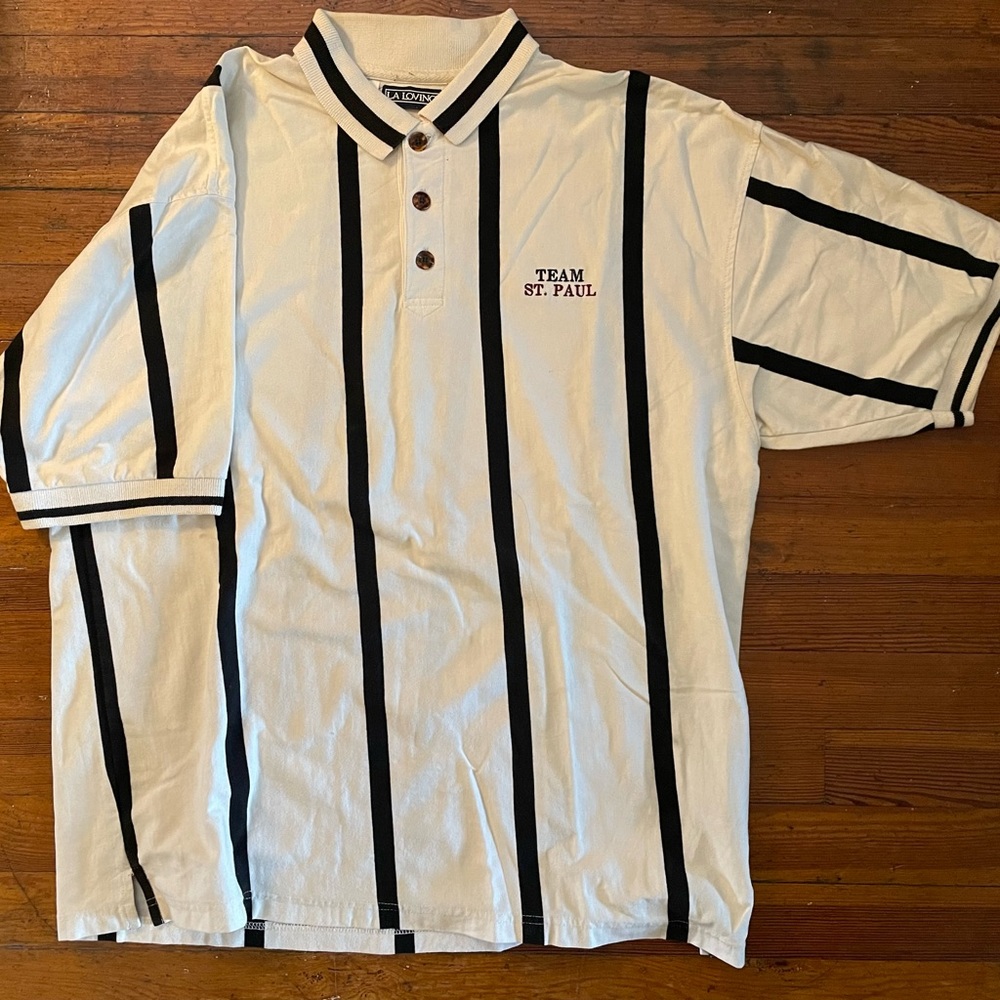 Vintage Men’s vertical striped polo shirt